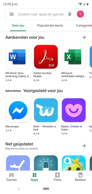 Selecteer de zoekbalk