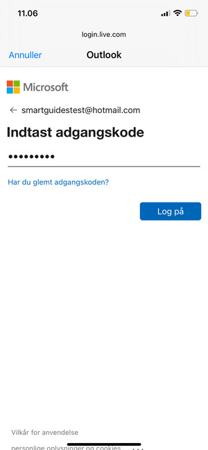 Indtast din adgangskode og vælg Log på