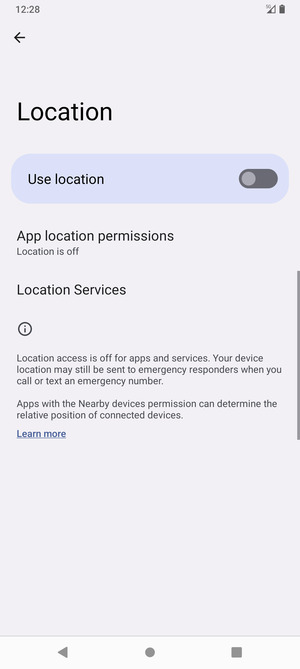 Turn off Use location