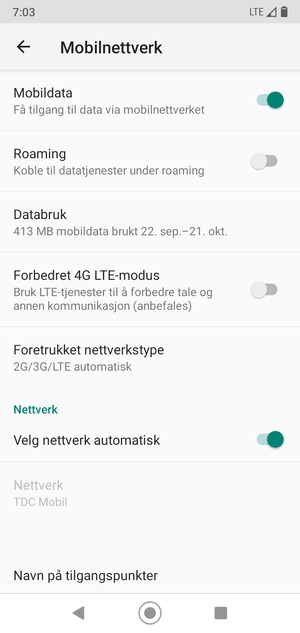Slå Velg nettverk automatisk av