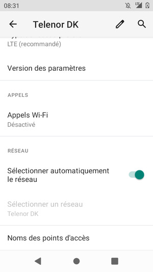 Faites défiler et sélectionnez Noms des points d'accès
