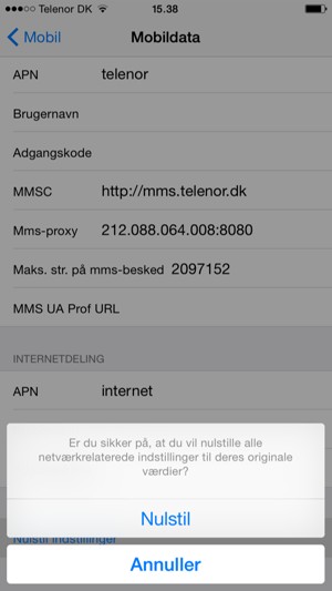 Vælg Nulstil