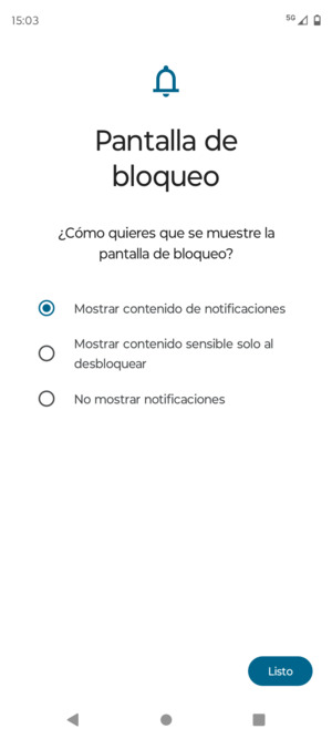 Seleccione la opción deseada y seleccione Listo