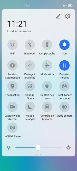 Sélectionnez le bouton  Paramètres