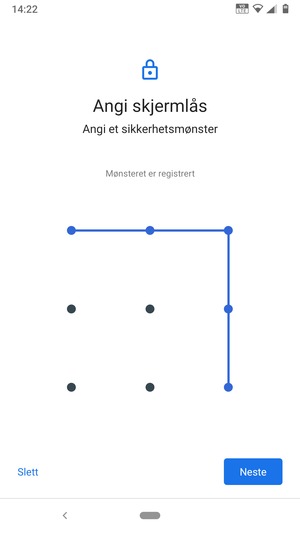 Tegn et opplåsingsmønster og velg Neste