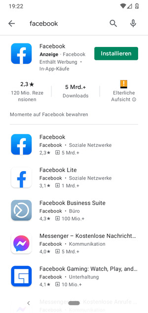 Wählen Sie die App