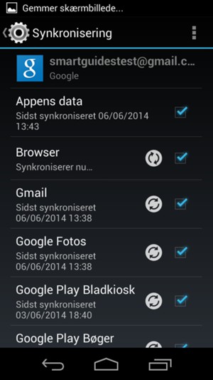Dine oplysninger vil blive synkroniseret