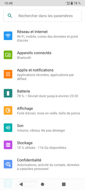 Sélectionnez Réseau et Internet