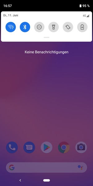 Ziehen Sie erneut das obere Menü nach unten