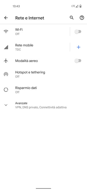 Seleziona Rete mobile