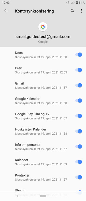 Kontroller at Kontakter er valgt