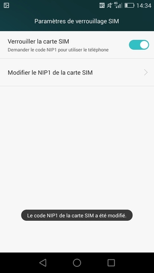 Le code NIP de la carte SIM a été modifié