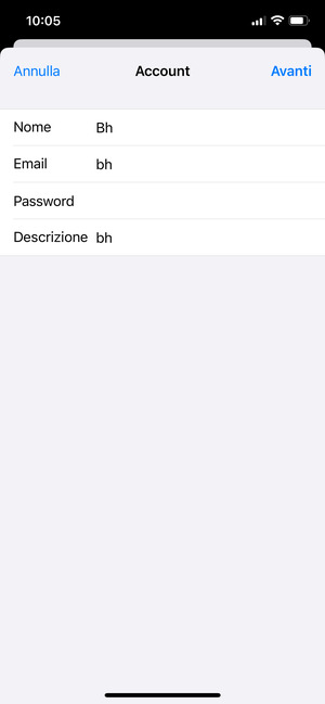 Inserisci le informazioni richieste e seleziona Avanti