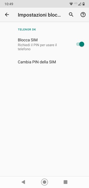 Seleziona Cambia PIN della SIM