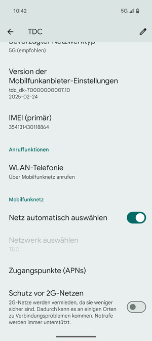 Um das Netzwerk zu wechseln, falls Probleme auftreten, schalten Sie Netz automatisch auswählen aus
