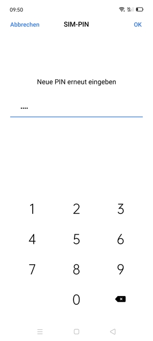 Bestätigen Sie Ihre neue PIN für die SIM-Karte und wählen Sie OK