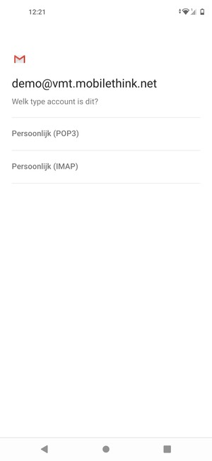 Selecteer Persoonlijk (POP3) of Persoonlijk (IMAP)