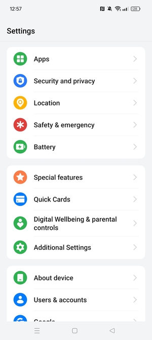 Scroll to and select Security and privacy