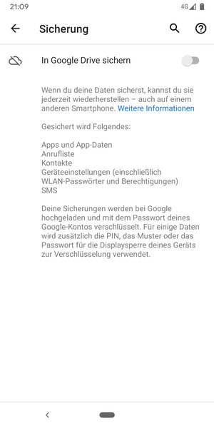 Schalten Sie In Google Drive sichern ein