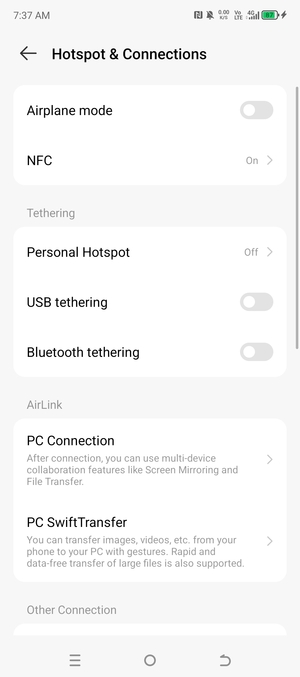 Select Personal Hotspot