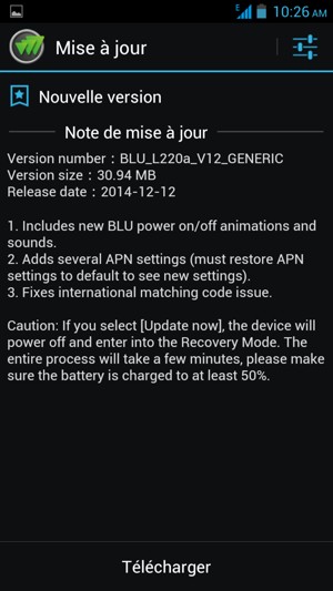 Si votre téléphone n'est pas à jour, sélectionnez Télécharger et suivez les instructions à l'écran.