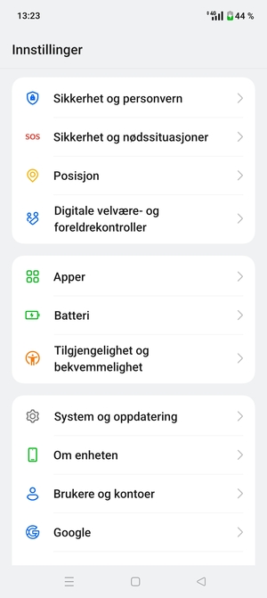 Bla til og velg Sikkerhet og personvern