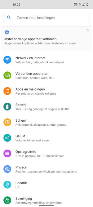 Scroll naar en selecteer Locatie