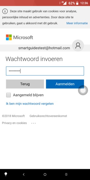 Voer uw wachtwoord in en selecteer Aanmelden