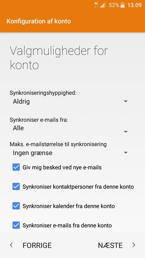 Vælg NÆSTE