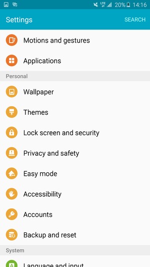 Scroll to and select Accounts