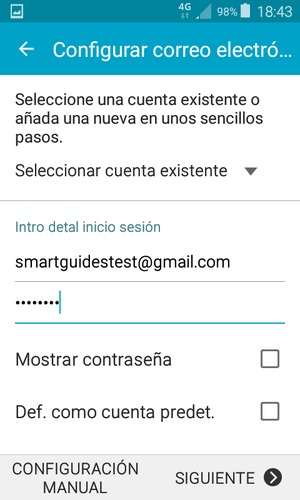 Introduzca su dirección de correo electrónico de Gmail o Hotmail y su contraseña. Seleccione SIGUIENTE