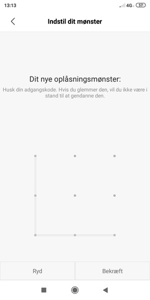 Tegn oplåsningsmønsteret igen