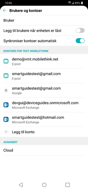 Velg din Google-konto