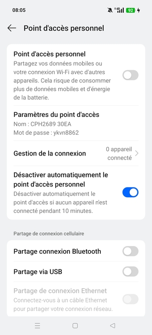 Sélectionnez Paramètres du point d'accès