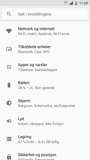Velg Nettverk og Internett