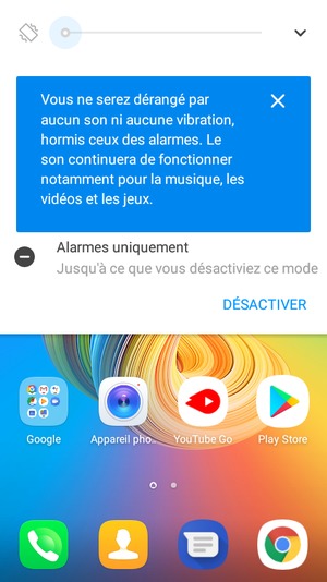 Appuyez une fois de plus pour passer en mode silencieux