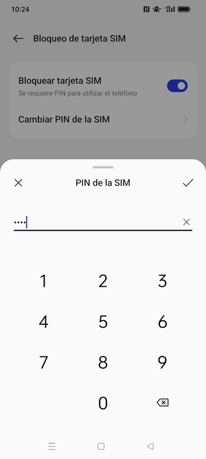 Confirme su nuevo PIN de la SIM y seleccione Aceptar