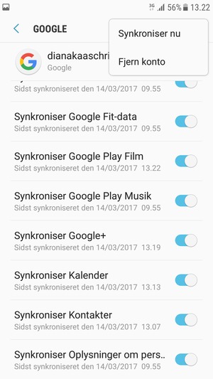 Vælg Synkroniser nu