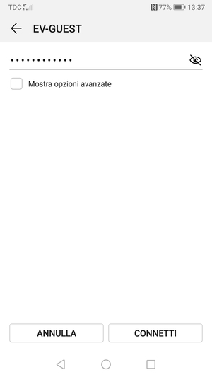 Inserisci la password del Wi-Fi e seleziona CONNETTI