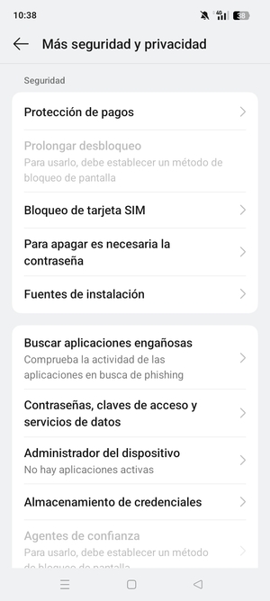Desplácese y seleccione Bloqueo de tarjeta SIM