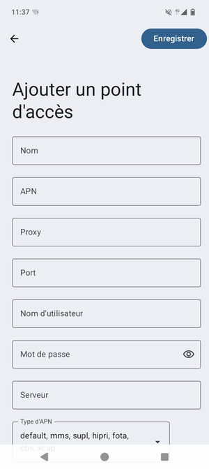 Saisissez les informations Internet