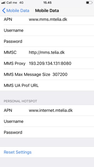 Scroll to and select Reset Settings