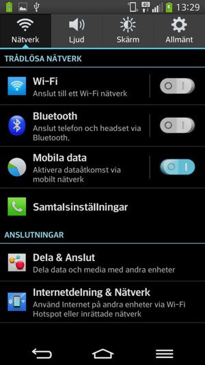 Välj Nätverk och Wi-Fi