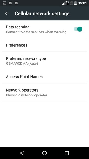 Turn Data roaming on or off