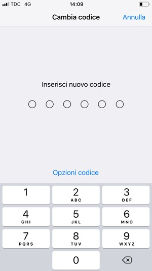 Inserisci il nuovo codice di accesso