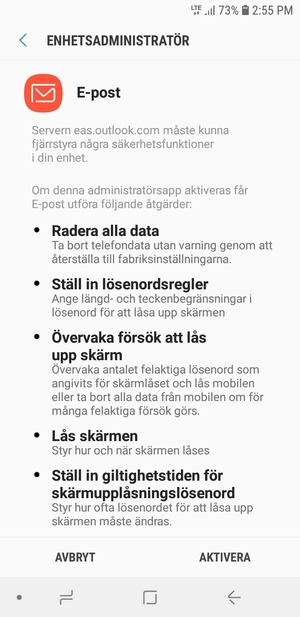 Välj AKTIVERA