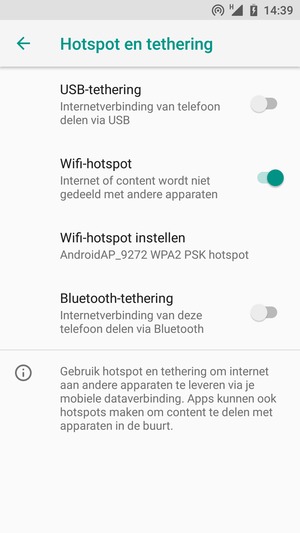 Uw telefoon is nu geïnstalleerd voor gebruik als modem