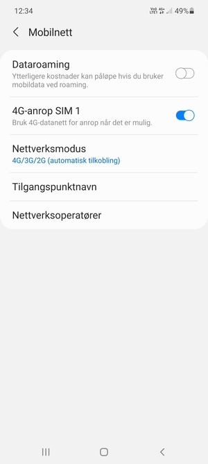Velg Nettverksmodus