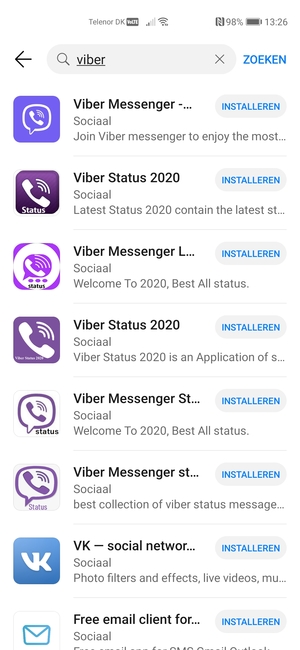 Selecteer de app