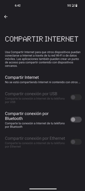 Seleccione Compartir Internet